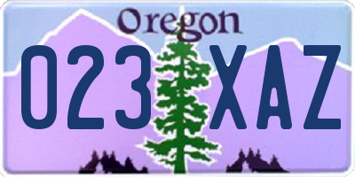 OR license plate 023XAZ