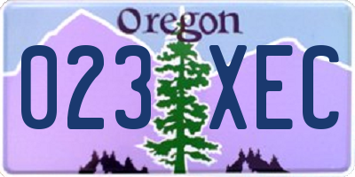 OR license plate 023XEC