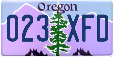 OR license plate 023XFD