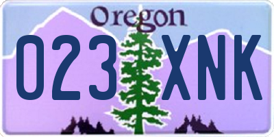 OR license plate 023XNK