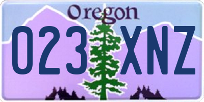 OR license plate 023XNZ