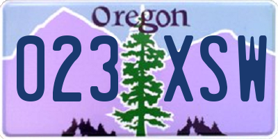 OR license plate 023XSW