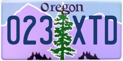 OR license plate 023XTD