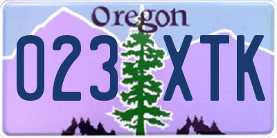 OR license plate 023XTK
