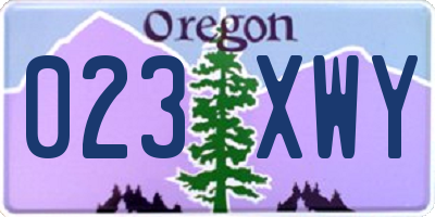 OR license plate 023XWY