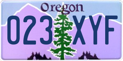 OR license plate 023XYF