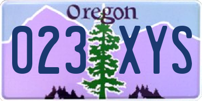 OR license plate 023XYS