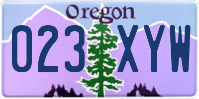 OR license plate 023XYW