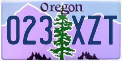 OR license plate 023XZT