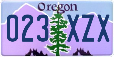 OR license plate 023XZX