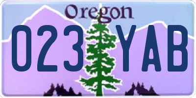 OR license plate 023YAB