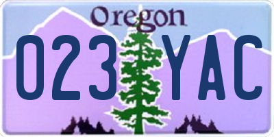 OR license plate 023YAC