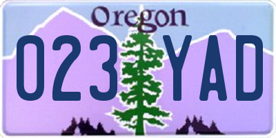 OR license plate 023YAD