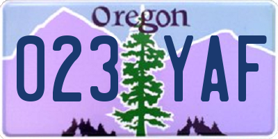 OR license plate 023YAF