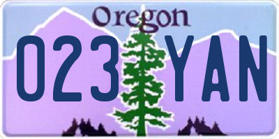 OR license plate 023YAN