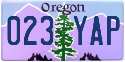 OR license plate 023YAP