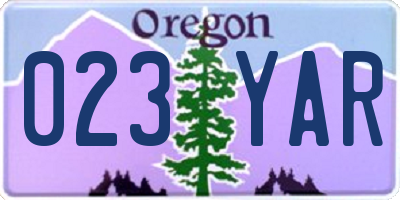 OR license plate 023YAR