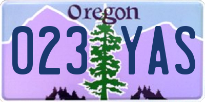 OR license plate 023YAS
