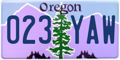OR license plate 023YAW