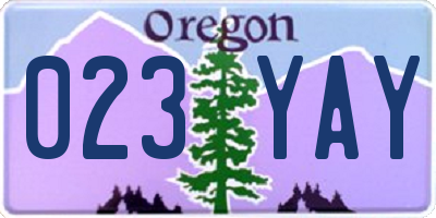 OR license plate 023YAY