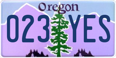 OR license plate 023YES