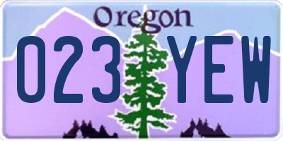OR license plate 023YEW