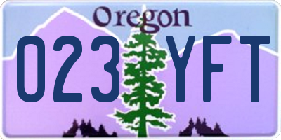 OR license plate 023YFT