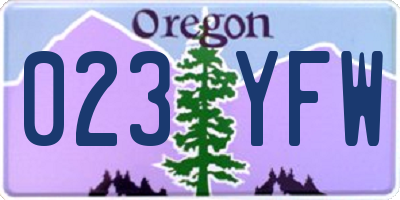 OR license plate 023YFW