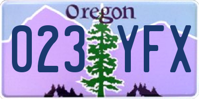 OR license plate 023YFX