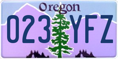 OR license plate 023YFZ