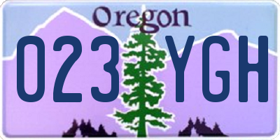 OR license plate 023YGH