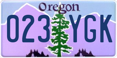 OR license plate 023YGK