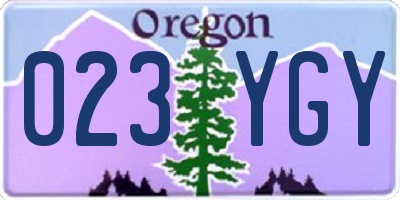 OR license plate 023YGY