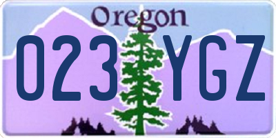 OR license plate 023YGZ