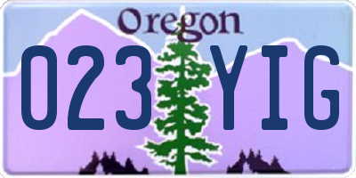 OR license plate 023YIG