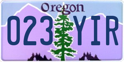 OR license plate 023YIR