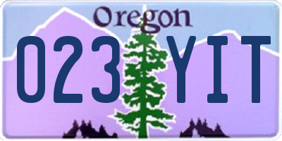 OR license plate 023YIT