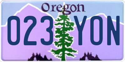 OR license plate 023YON