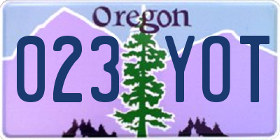 OR license plate 023YOT