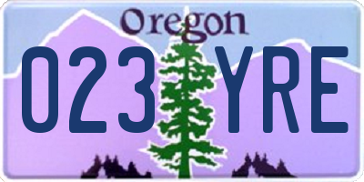 OR license plate 023YRE
