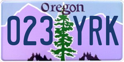 OR license plate 023YRK