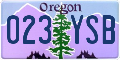 OR license plate 023YSB
