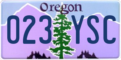 OR license plate 023YSC