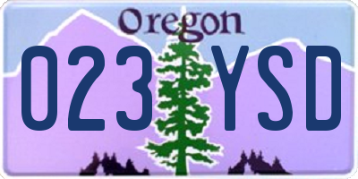 OR license plate 023YSD