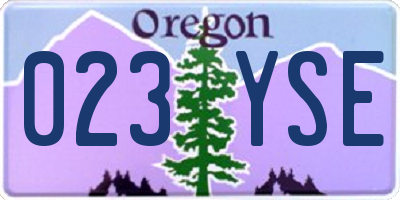 OR license plate 023YSE