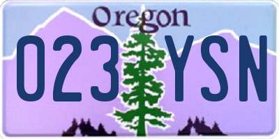 OR license plate 023YSN