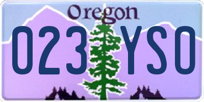 OR license plate 023YSO