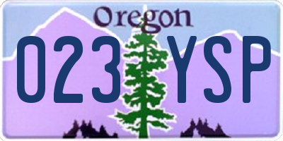 OR license plate 023YSP