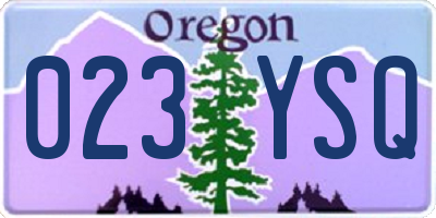 OR license plate 023YSQ