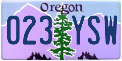 OR license plate 023YSW